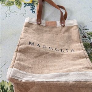 Magnolia Beige and White Tote Bag
